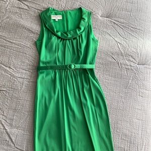 Green petite dress with belt